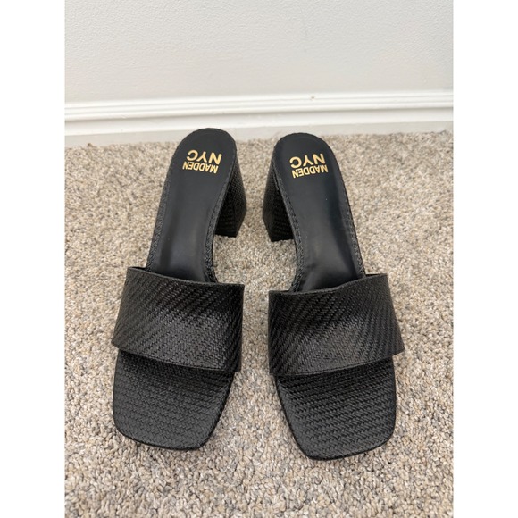 Madden NYC Black Heeled Slides – Women's Size 10 - Picture 2 of 7